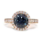 2 Carat Round Hidden Halo Engagement Ring Gray Rose Gold Moissanite Halo Ring