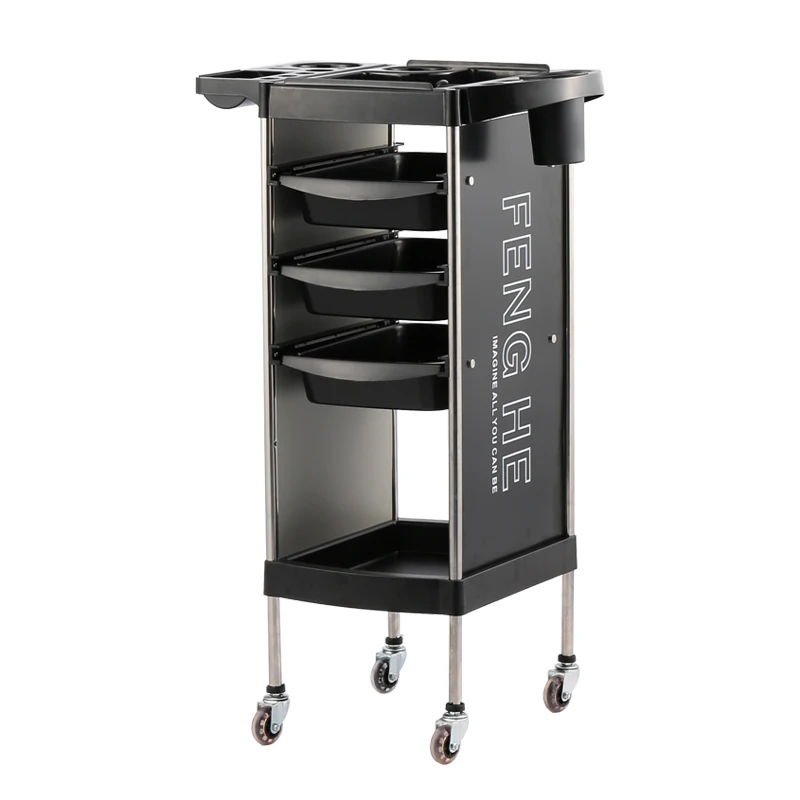 Factory wholesale hair dressing salon furniture barber rolling storage cart with drawers