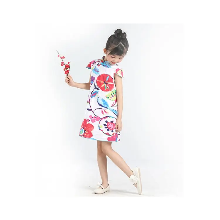 Modern Summer New Children's Kid Cheongsam Qipao Dress Chinese OEM Service Support Girls Traditonal Chinese