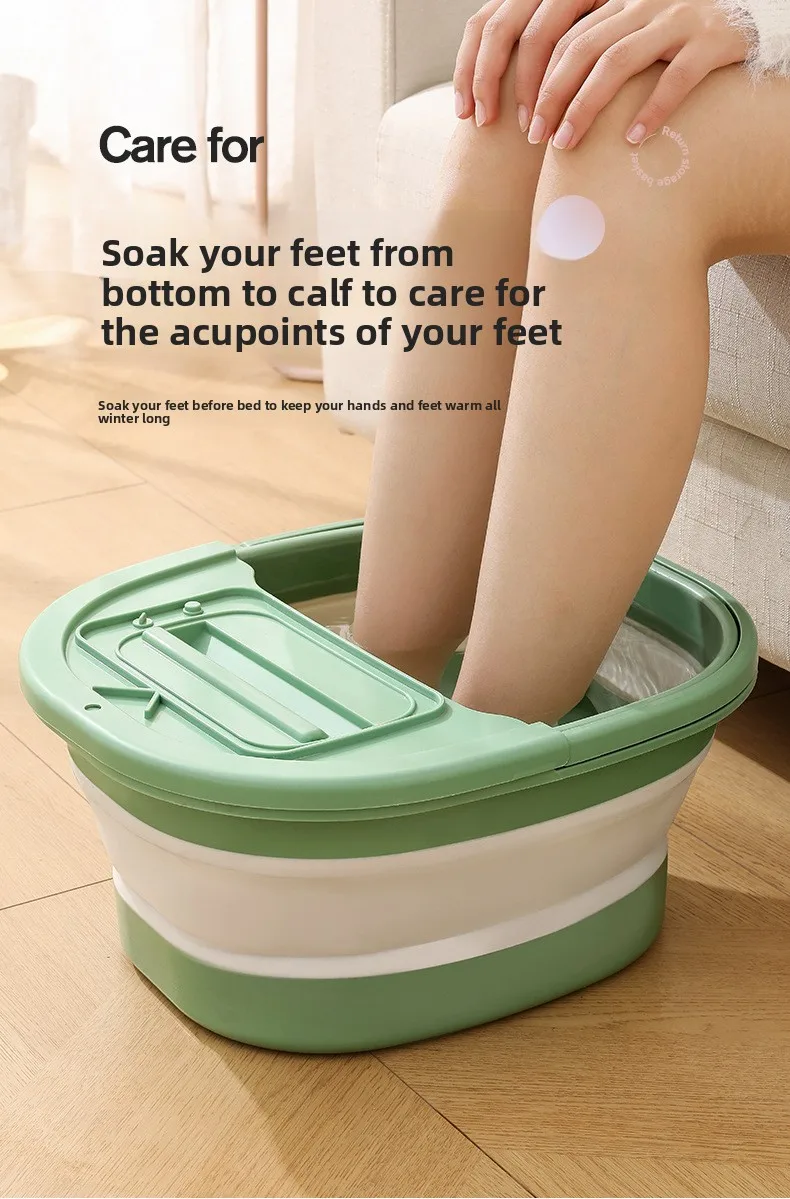 product portable pp plastic folding washing feet massage bucket foot spa basin for home bathroom laundry tub with phone holder cover-3