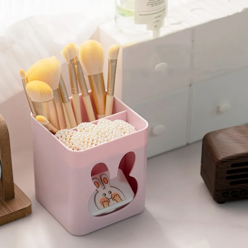OWNSWING New Product Multifunctional Hot selling plastic desktop makeup brush storage box desk storage luxury pen holder