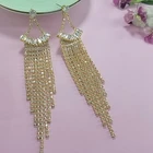 Diamond Earring Earrings Full Diamond Exaggerated Big Tassel Earring Women Copper Long Drop CZ Earrings