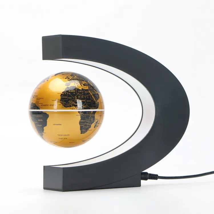 Magnetic Levitation Floating Earth Globe Map With C Shape Base LED Light 