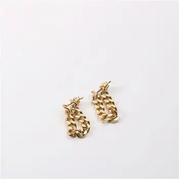2021 PVD Gold Plated Double Chain Earring 2021 Stainless Steel Jewelry