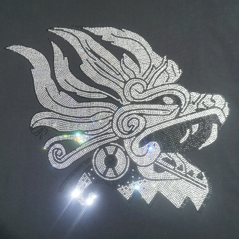 Fancy dgtopaz factory custom logo butterfly rhinestone iron on heat transfer patches motif