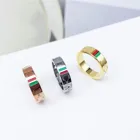 Ring Red Retro Double G Ring Couple Ring For Men And Women Red And Green Stripes Titanium Steel Plated 18k
