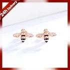 Fashion Earring Rose Earrings Dylam High Fashion Earring Silver Rose Gold Zircon Bee Stud Earrings For Women