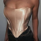 Sleeveless Top 00214L New Summer 2021 PU Leather Sleeveless Backless Strap Wrap Top