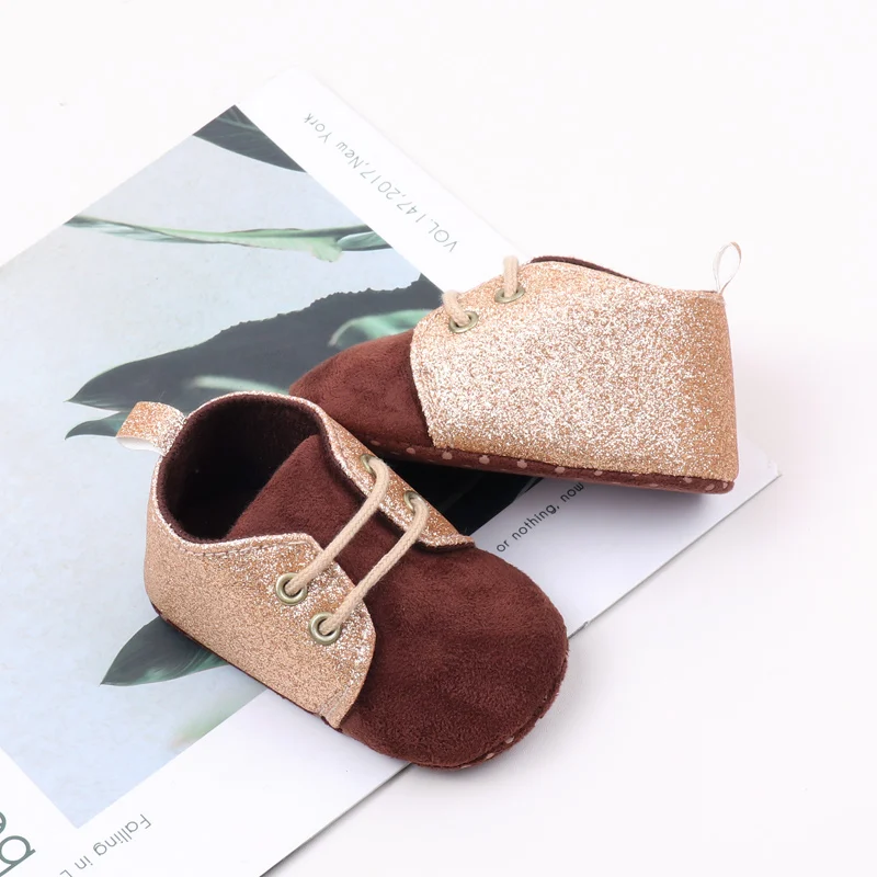 Fashional Bling Glitter PU Baby Dress Shoes for Boys Spring Season Sprint Autumn Lightweight Breathable Anti-Slip Design manufacture