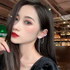 Cz Earrings Earrings Aimgal Alloy Long Drop In High-shine CZ 925 Sliver Zircon Flower Earrings