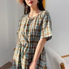 Design Dress Latest Design O Neck Beach Long Maxi Stylish Sexy Casual Women Checked Long Dress
