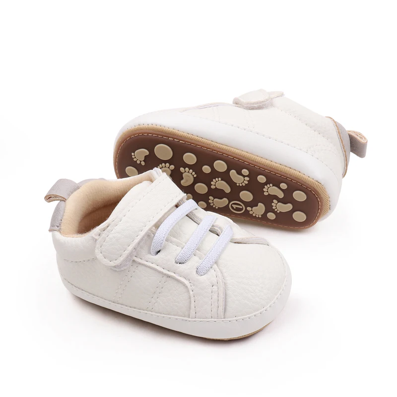 Fashion Trend Casual Solid Color PU Leather Baby Cute Rubber Soled Non-slip Toddler Shoes factory