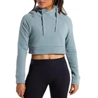 Women Pullover Hoodie Women New Women Cotton French Terry Sports Crop Pullover Hoodie
