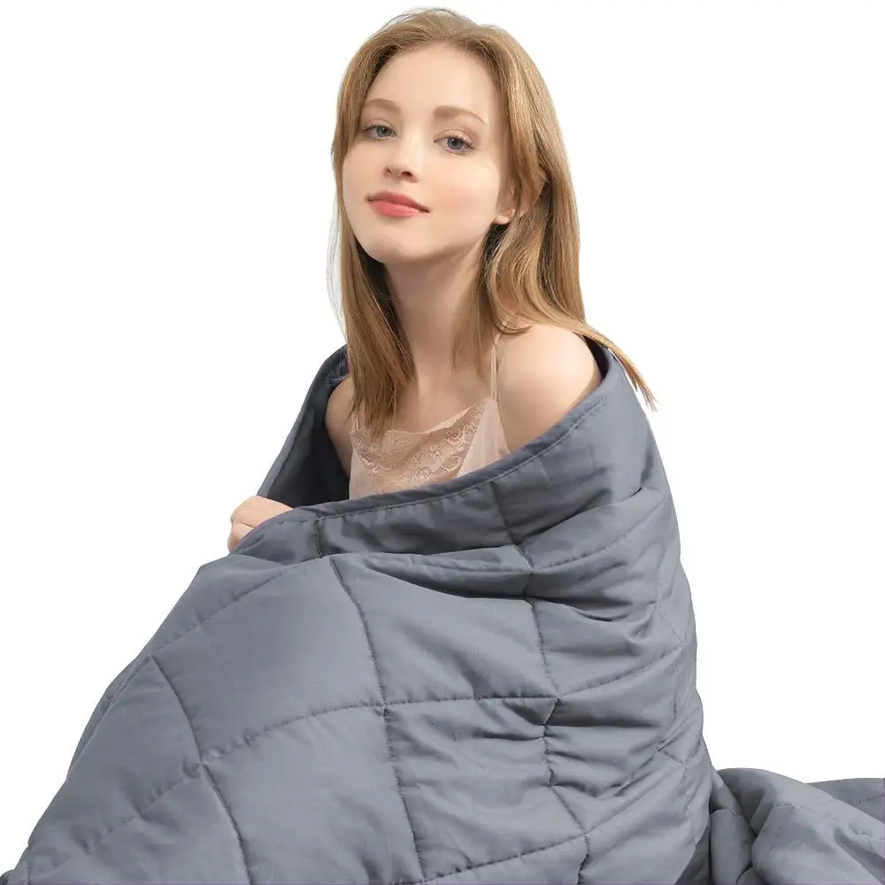 Soft High Quality Blankets Solid Grey Organic Cotton Weighted Blanket 15lbs