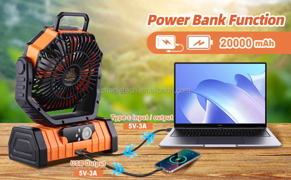 Table Fan, F6, Portable, USB, LED - detail 8