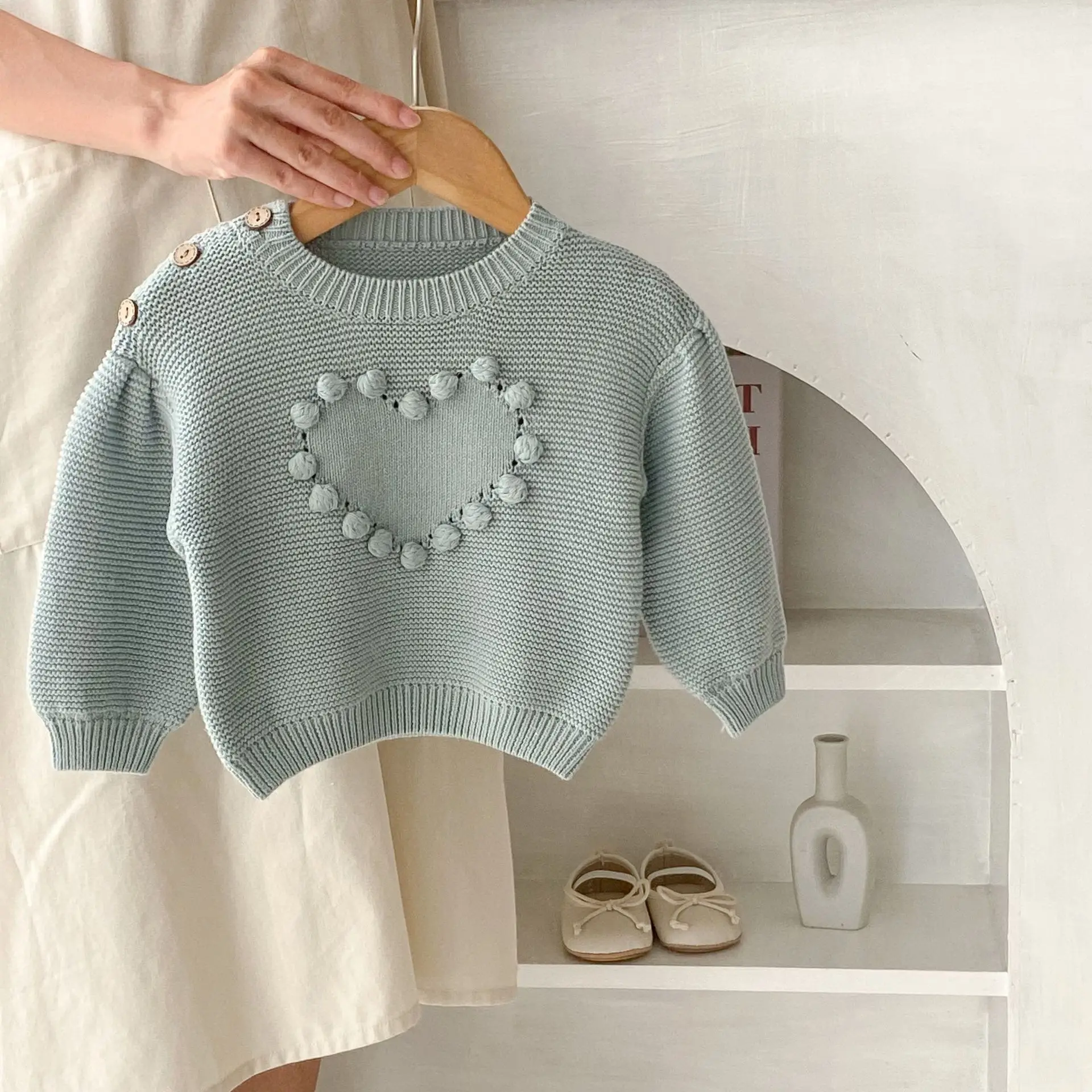 Engepapa Autumn Infant Knitted Clothes With Heart Hollowed Out Newborn Pullover Baby Top