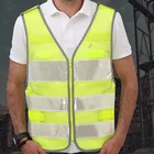 Yellow Safety Orange Yellow Security Safety Vest High Visibility Reflective Stripes