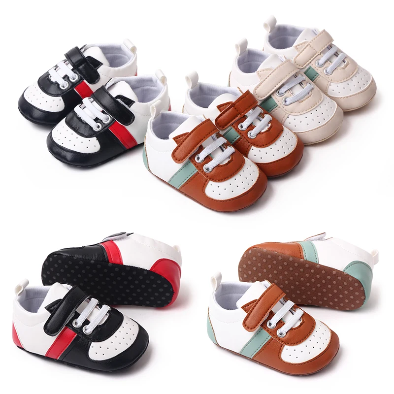Color-matching Striped Mesh Breathable Soft-soled Baby Toddler Shoes for Boys manufacture