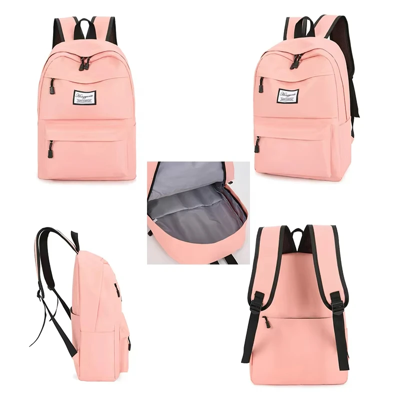 Pink Green Black Red White 4pcs Girls Back Pack Set Children Handbag Stationery Bag Canvas School Bags