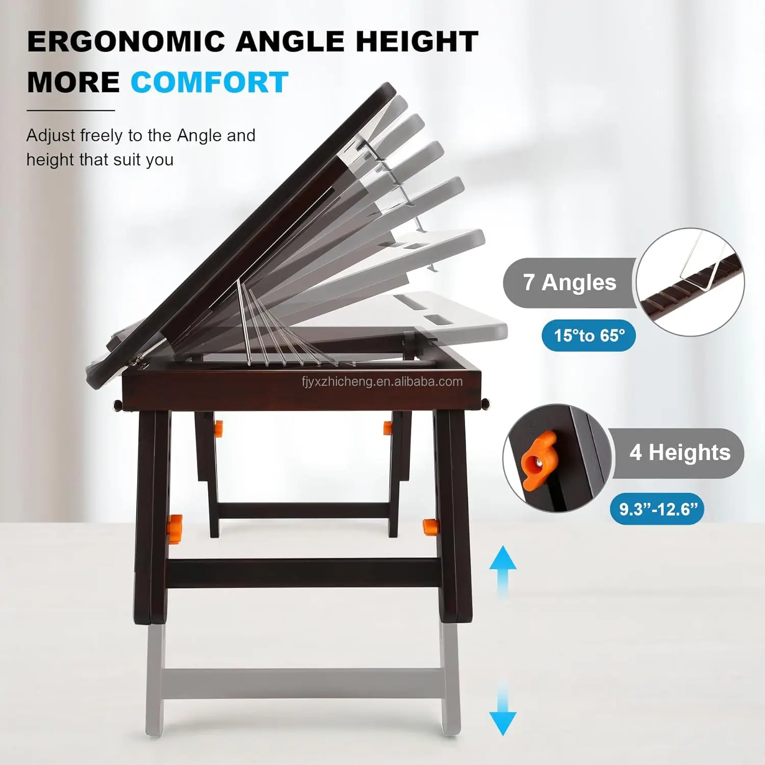 product modern foldable adjustable height angle bamboo drawing board easel tray phone slots multifunction-5