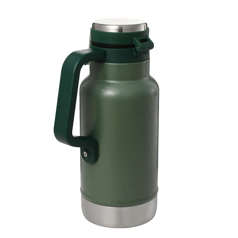 1L Customize Logo Double Wall Stainless Steel 304 Insulated Water Jug Growler Beer Vaccum With Lid And Handle