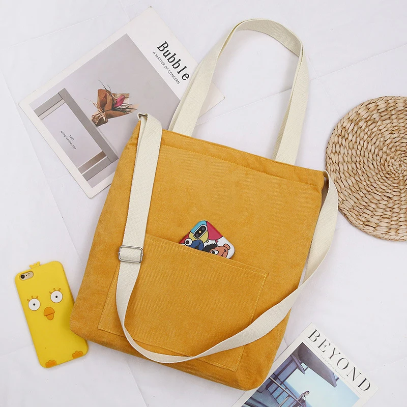 Corduroy Tote Sling Bag Custom Pocket Inside Women Corduroy Crossbody Bag With Zipper details