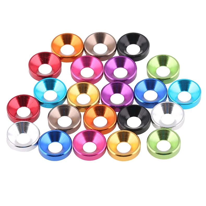 M2-M5 Aluminum Alloy Washers Countersunk Head Washers Bolt Screw Cup Multi-Color 