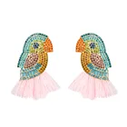 Diamond Earrings Earrings Exaggerated Creative Diamond Inset Acrylic Color Diamond Parrot Tassel Earrings
