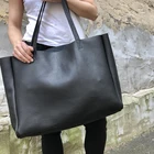 Tote Bag Tote Bag Custom Oversized Extra Large Black Genuine Leather Tote Bag