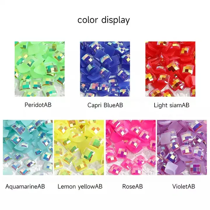 product gem flat back jelly ab rhinestone nail art supplies 4mm square resin hot fix rhinestones bulk ab high quality glass 2 bags-33