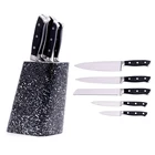 5pcs Knife Set Custom Full Function 5pcs Stainless Steel Kitchen Knife Set And Knife Holder Wood