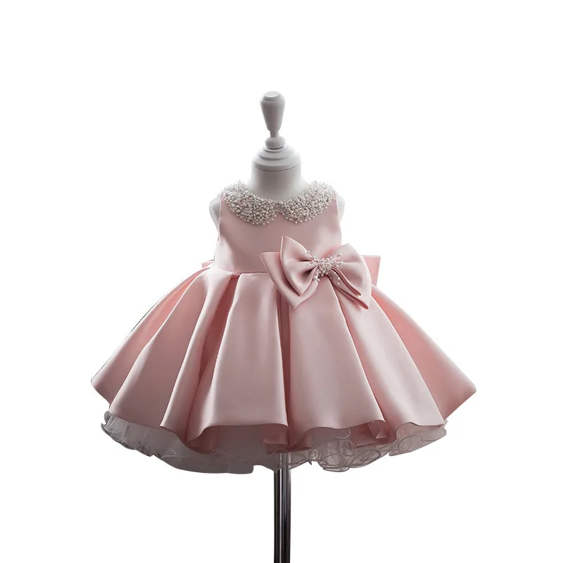 Wholesale Newborn Baby Girl Party Beaded Dresses Christening Party Event Frock Girls Princess dress for girl