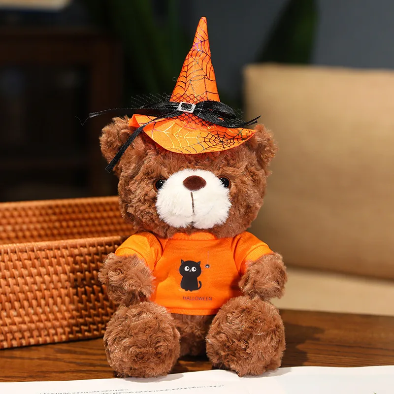 2024 Custom Plush Toys Maker Halloween Teddy Bear Cute Plush Halloween Wizard Hat Toys Birthday Gifts Plush Animal Toys