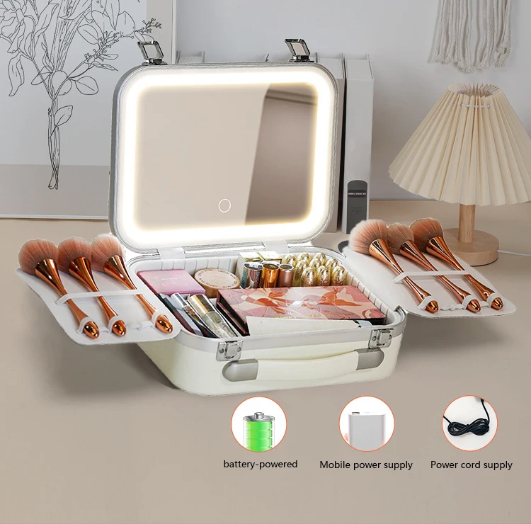 Hard Beauty Case Large Mirror Capacity Cosmetic Organizer Custom Hand Bag Travel Makeup Train Brush Storage Bag Case factory