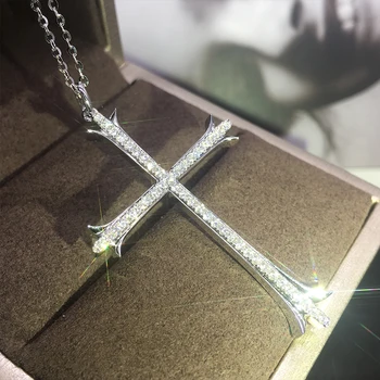 CAOSHI 2022 New Minimalist Crystal Pendant 3A Cubic Zirconia Wholesale Jewelry Dainty Silver Plated Cross Necklace Women