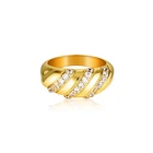 Design Diamond Rings Fashion New Design Stainless Steel Chunky Diamond Croissant Rings