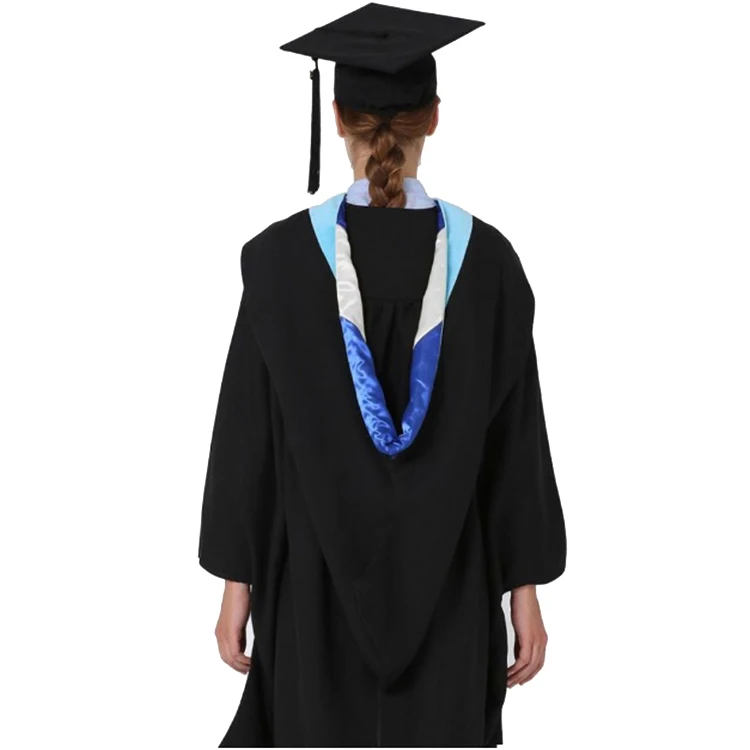 University Unisex Black Economy Bachelor Graduation Cap Gown Robe With Hood factory