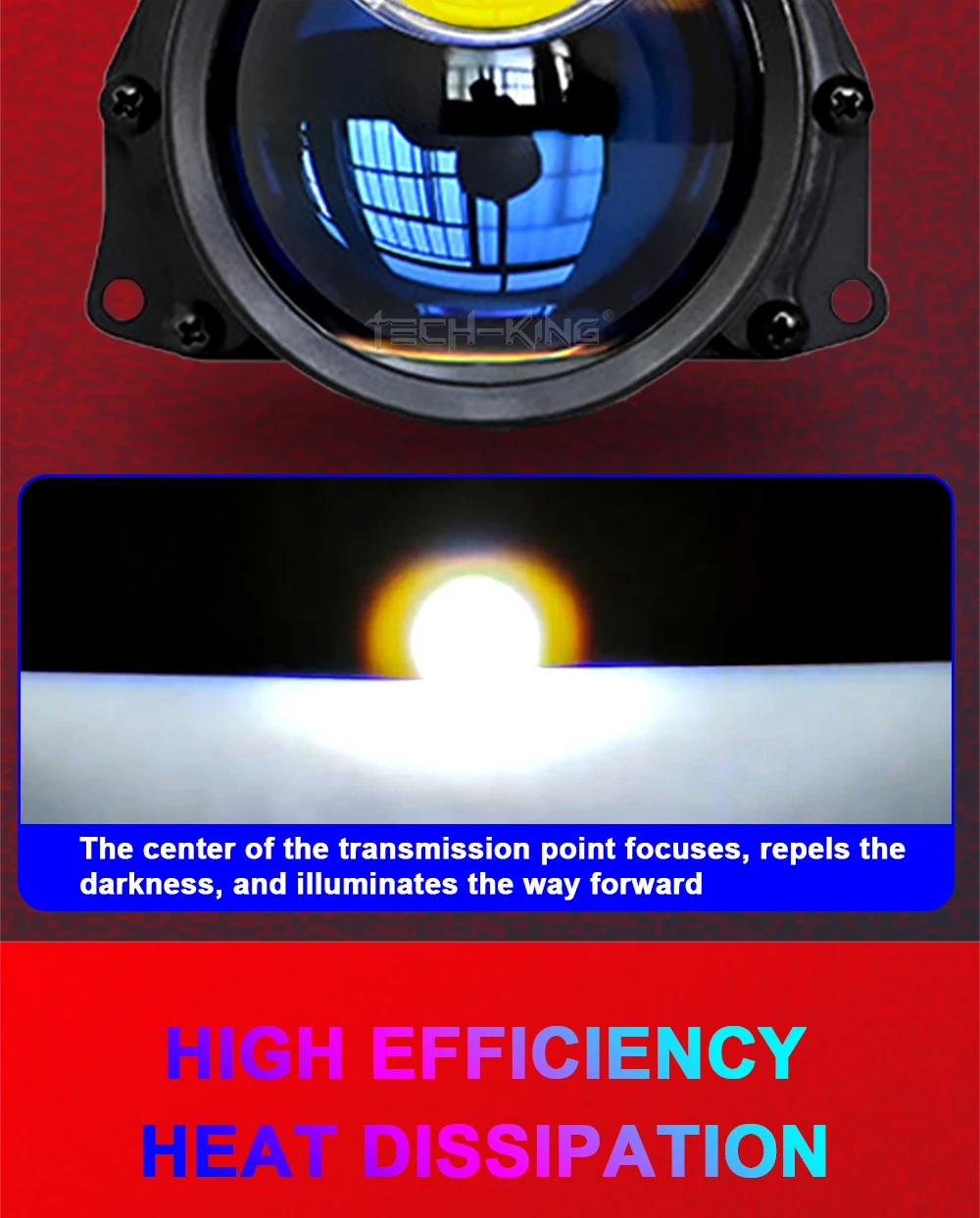 TECH-KING M5 intelligent LED dual optical lens high power LED lens universal LED headlamp lens high power bi-led projector