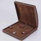 Jewelry Set Wholesale Hi-quality Luxurious Brown Fiber Brown Velvet Jewelry Packaging Set Display Cases Set