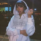 Black Zipper Hoodies Wholesale White Black Fleece Women Loose Fit Zipper Up Rhinestone Logo Oversize Hoodies