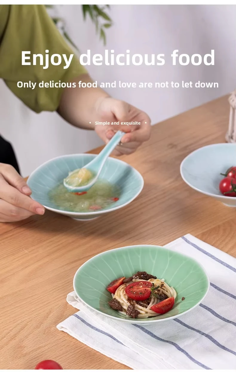 product hot sell modern design large soup noodle bowl celadon household ceramic conical tableware ceramic bowl for hotels-6