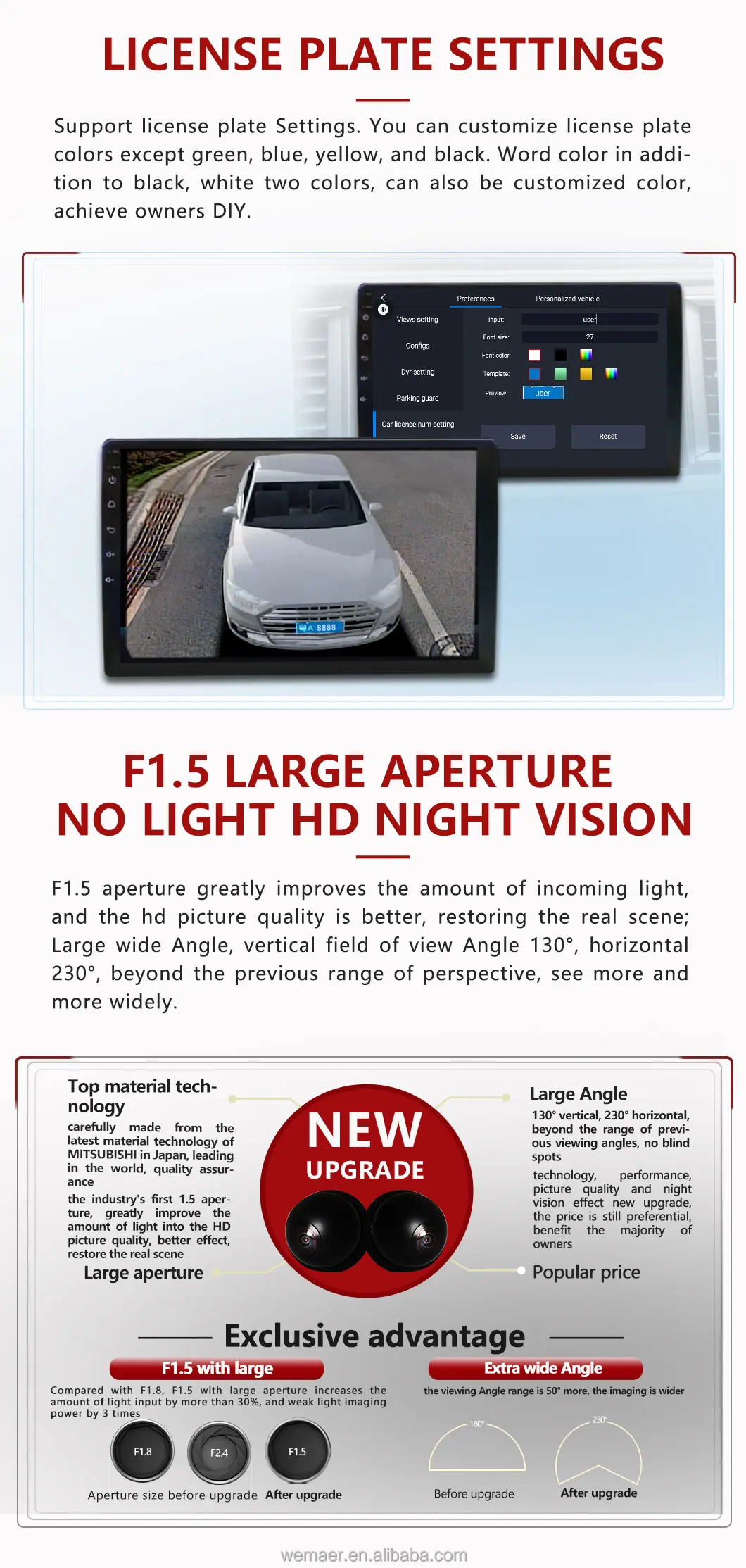 Wemaer OEM T5 Car 360 Degree Camera System Radio Stereo Navigation Waterproof HD Video Bird View 360 Car Camera Android Player supplier