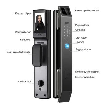 Enrique Wishome 3D Face Recognition WIFI Cerradura Inteligente Password Card Smart  Fingerprint Digital Door Lock With Camera