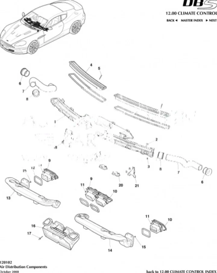 Hot Selling Dashboard Air Vent AC Vent For Aston Martin Rapide DB9 DBS Vantage 2008 2015 OEM 4G43046B30AB Original Used Part supplier