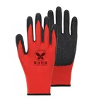Gloves 13G Polyester Liner With Latex Palm Coated Crinkle Finished Work Latex Safety Gloves