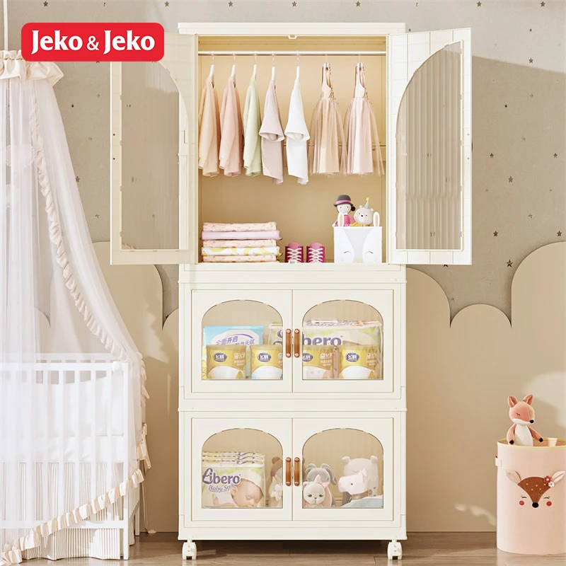 Jeko&Jeko White Color Household Bedroom Folding Baby Wardrobe For Storage