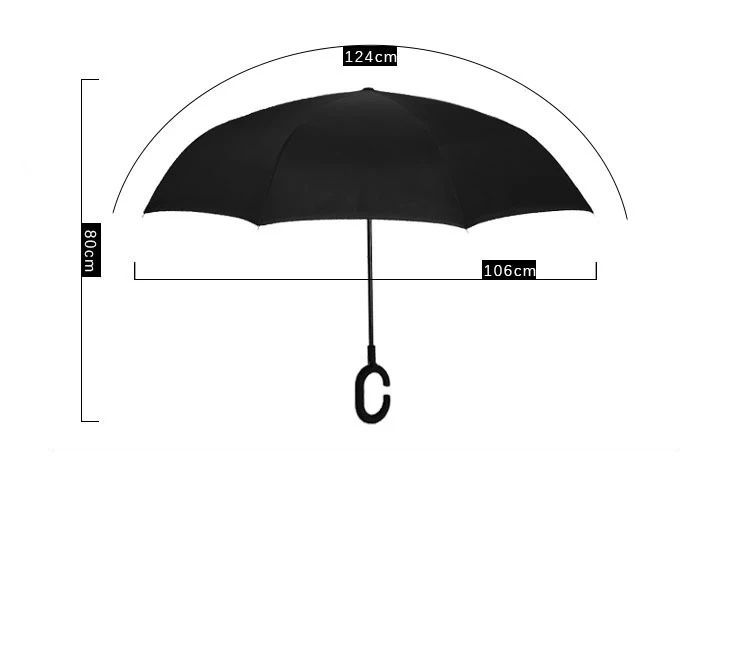 HJH535 Double Layer Inverted Umbrella Windproof Reverse C-Hook Male Golf Umbrella Reverse Umbrellas for Car