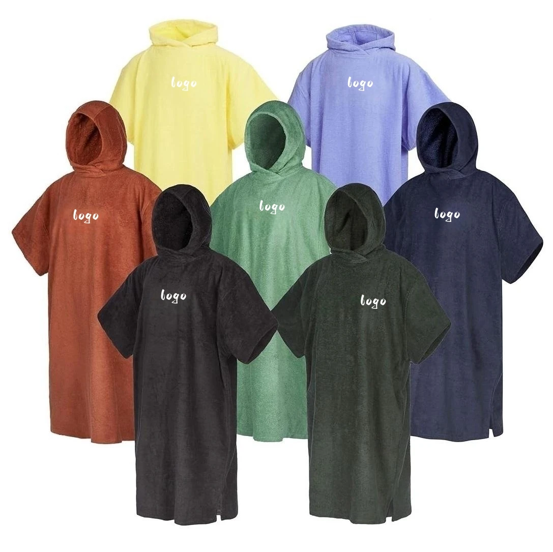 100% terry cotton changing robe towel poncho with hood