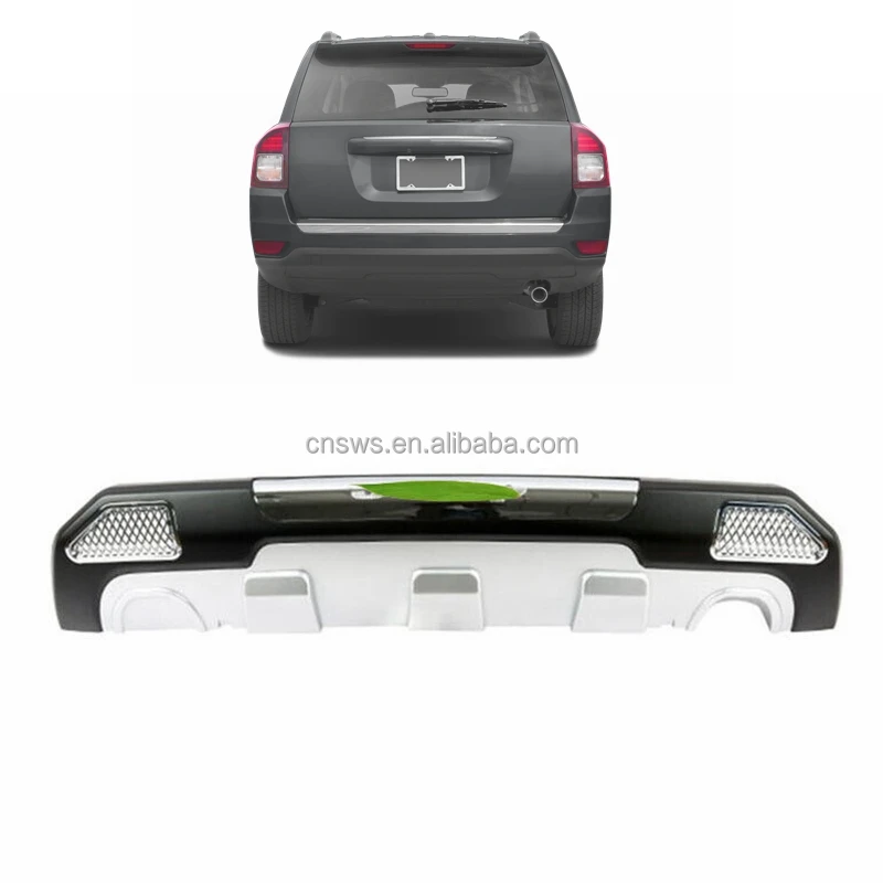 Producto nuevo diseño de alta calidad negro plateado parachoques trasero difusor alerón tablero protector de parachoques para jeep compass 2011 2016 2013 2014-36