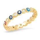 Evil Eye Ring Rings TongLing 14k Gold Plated Evil Eye Ring Rhinestone Crystal Enamel Women Ring
